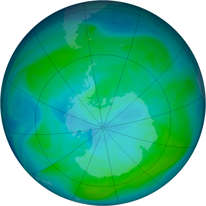 Antarctic ozone map for 12 January 2006
